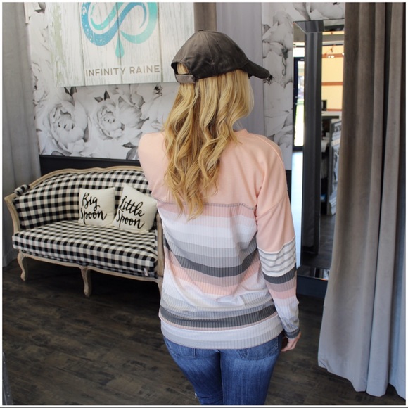 ✨LAST ONE✨Pink and Gray striped soft banded tunic - Picture 3 of 3